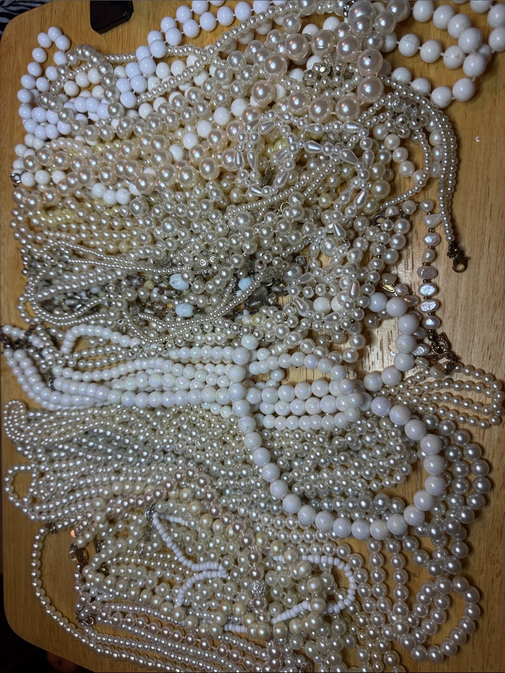 Classic Pearl Necklace Collection - White Pearlescent Beads the whole bulk